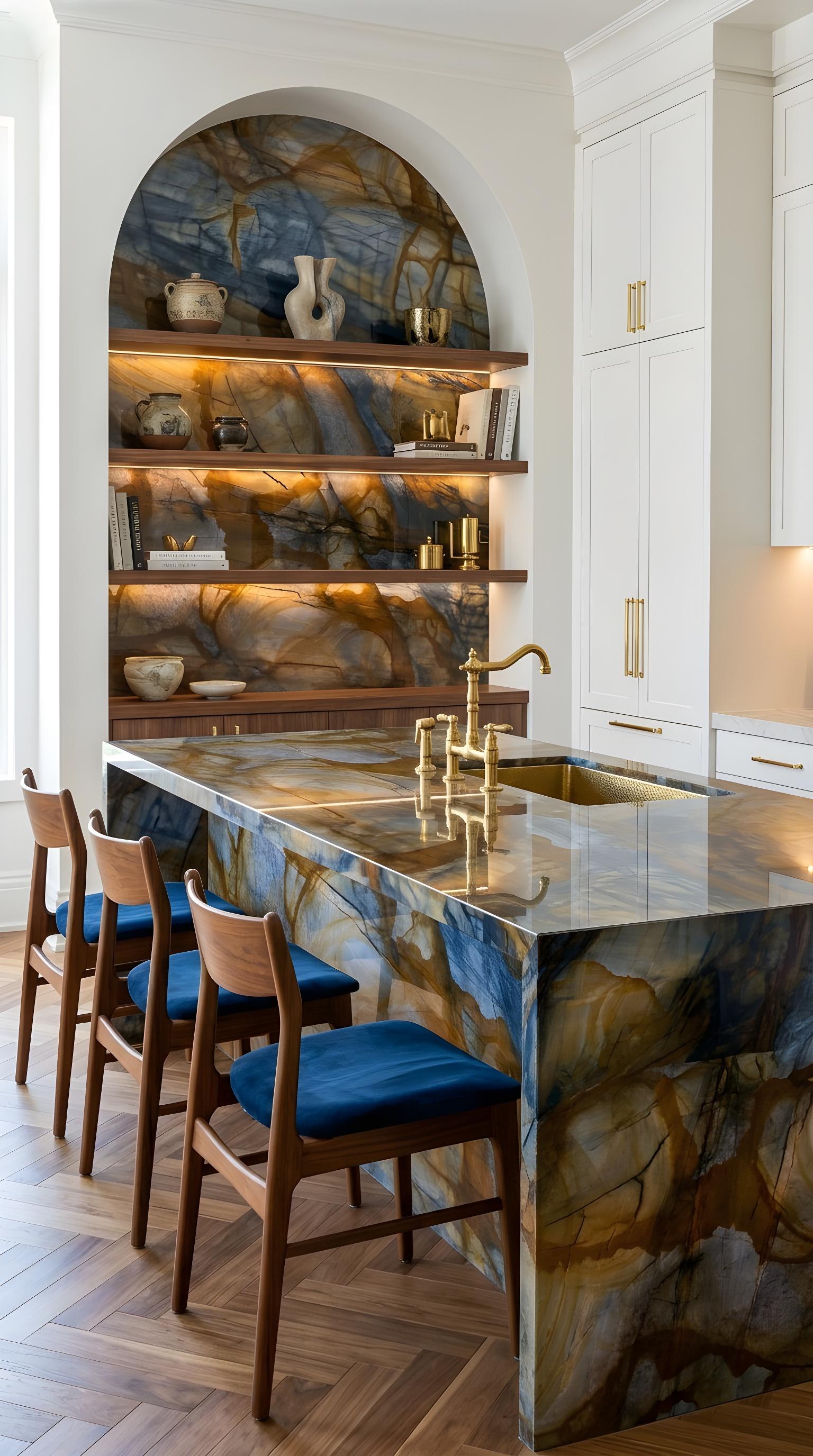 Nuovo Louise Blue — Ilha de cozinha luxuosa
