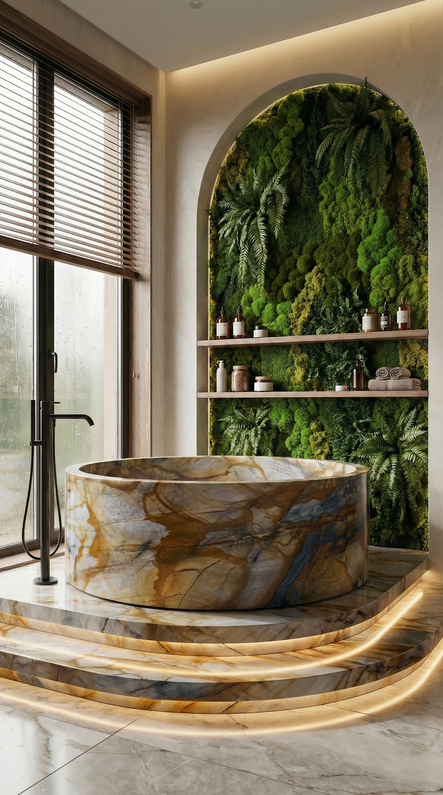 Nuovo Louise Blue — Banheiro de luxo com bancada esculpida